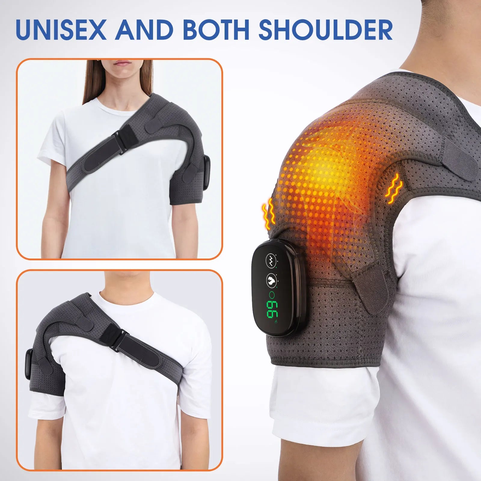 Electric Heating Shoulder Massage Belt 3 Level Vibration Shoulder Massager Adjustable Heated Back Neck Massage Wrap Muscle Relax