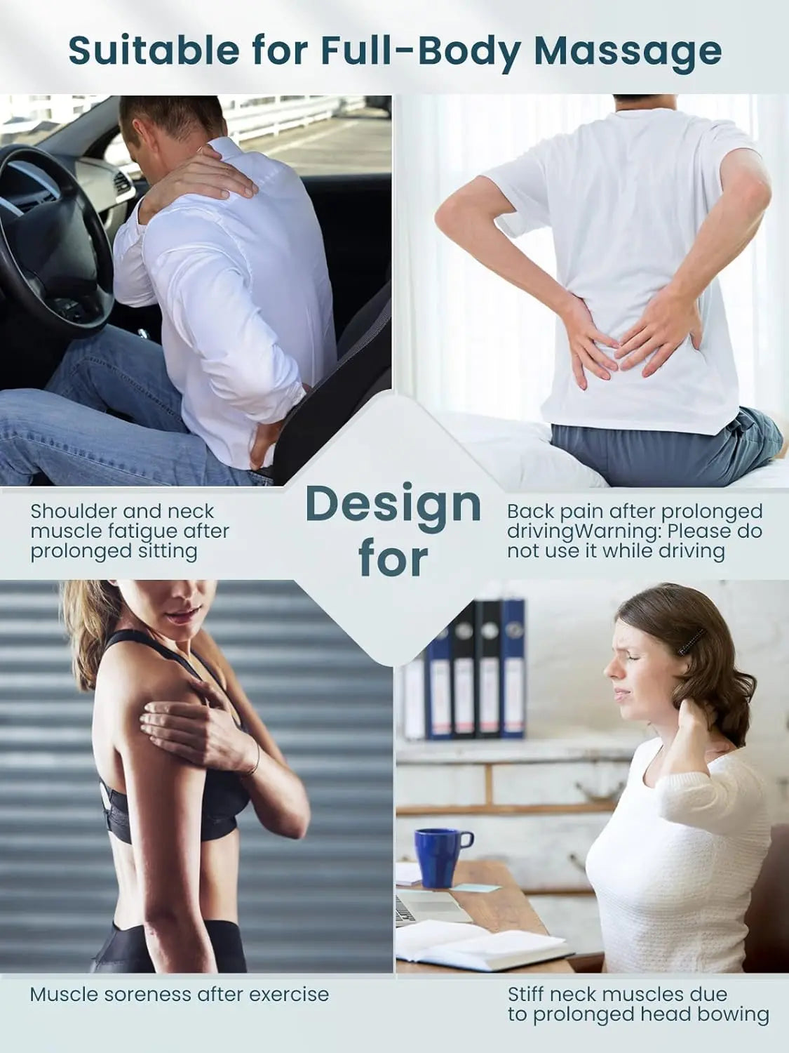 Shiatsu Neck and Shoulder Massager Heated Back Massager U Shape Deep Kneading Electric Massage Pillow For Neck Waist Leg Body